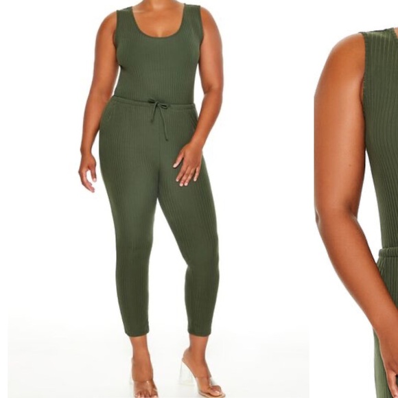 FOREVER 21+ 1X XXL Set Of 2 Knit Catsuit One Piece Black Olive Green NET R$56 - Picture 4 of 7